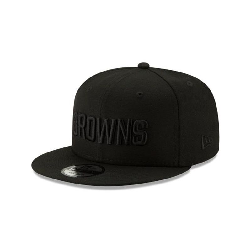 NFL Cleveland Browns Basic Black On Black 9Fifty Snapback (AVB6753) - Black New Era Caps